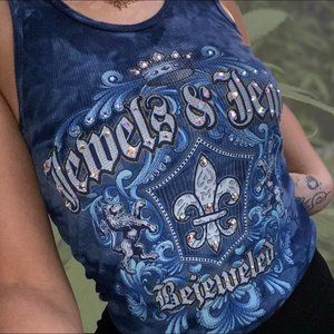 Bejeweled by Susan Fixel Jewels and Jeans Ribbed Tie Dye Biker Tank - OS / M